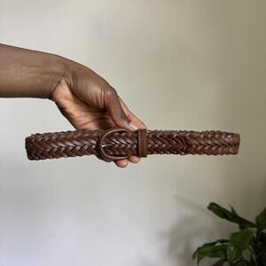 Vintage boho grunge Braided leather belt Size 42